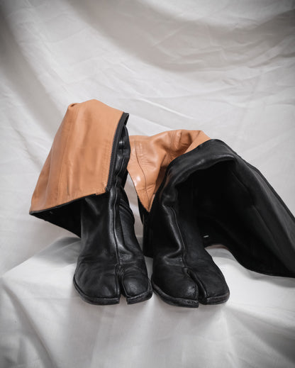 MAISON MARGIELA Black Leather Tabi Knee-High Boots – EU 38.5