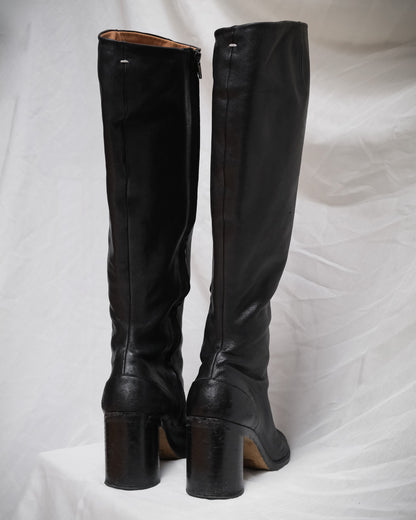MAISON MARGIELA Black Leather Tabi Knee-High Boots – EU 38.5
