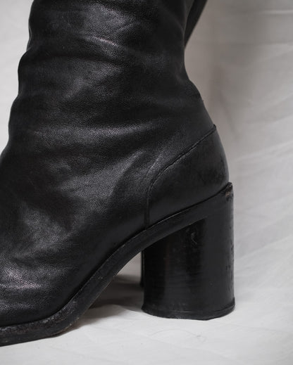 MAISON MARGIELA Black Leather Tabi Knee-High Boots – EU 38.5