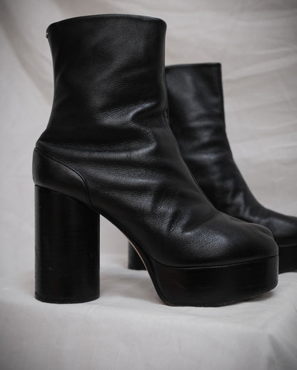 MAISON MARGIELA Tabi Platform Boots Black Leather, EU 36