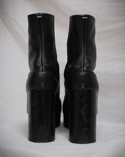 MAISON MARGIELA Tabi Platform Boots Black Leather, EU 36