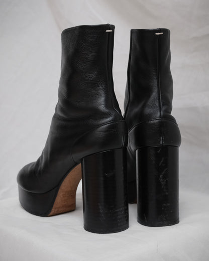 MAISON MARGIELA Tabi Platform Boots Black Leather, EU 36