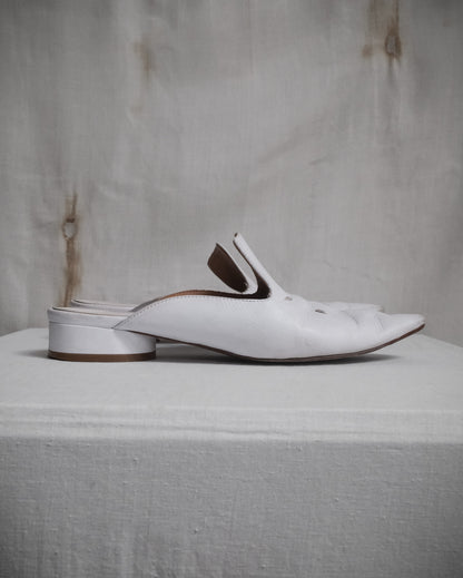 MAISON MARGIELA White Leather Kiki Mules with Four-Stitch, EU 37