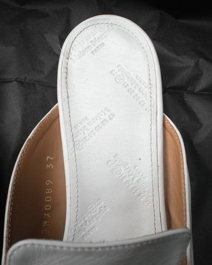 MAISON MARGIELA White Leather Kiki Mules with Four-Stitch, EU 37