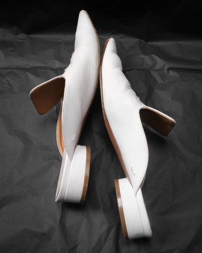 MAISON MARGIELA White Leather Kiki Mules with Four-Stitch, EU 37
