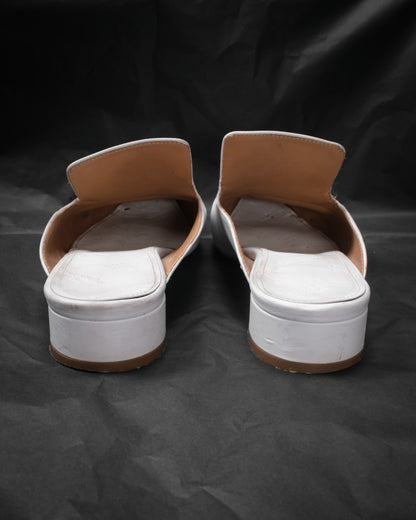 MAISON MARGIELA White Leather Kiki Mules with Four-Stitch, EU 37