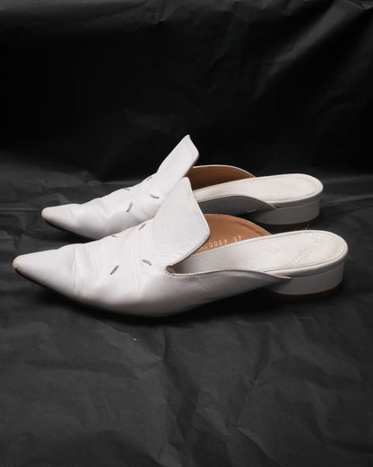 MAISON MARGIELA White Leather Kiki Mules with Four-Stitch, EU 37