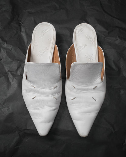 MAISON MARGIELA White Leather Kiki Mules with Four-Stitch, EU 37