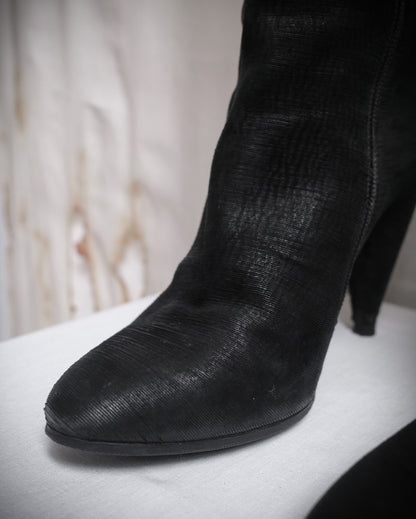 MAISON MARTIN MARGIELA Black Textured Leather Knee-High Boots – FW 2008, EU 40