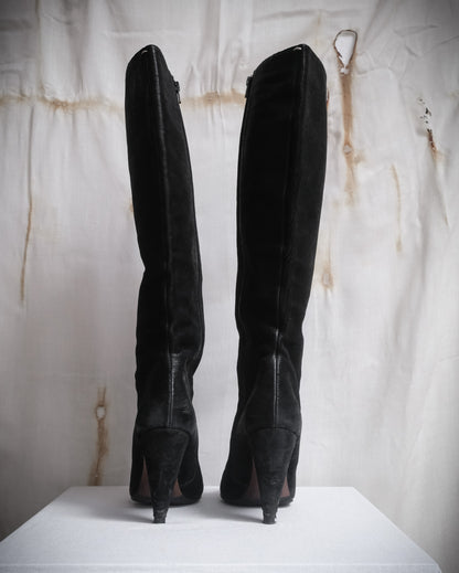 MAISON MARTIN MARGIELA Black Textured Leather Knee-High Boots – FW 2008, EU 40