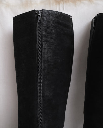 MAISON MARTIN MARGIELA Black Textured Leather Knee-High Boots – FW 2008, EU 40