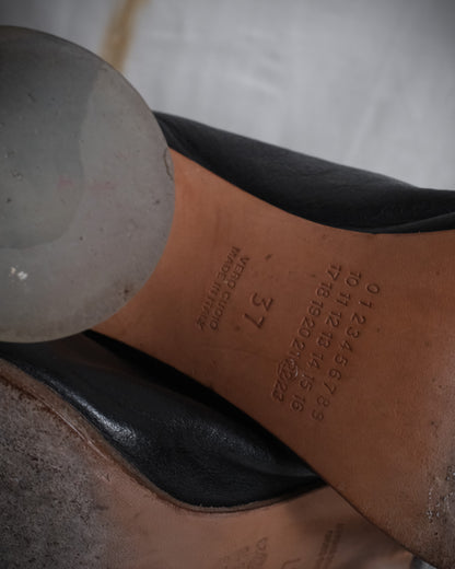 MAISON MARTIN MARGIELA Black Leather Tabi Boots with Plexiglass Heel – SS 2012, EU 37