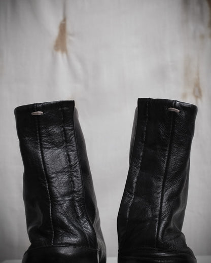 MAISON MARTIN MARGIELA Black Leather Tabi Boots with Plexiglass Heel – SS 2012, EU 37