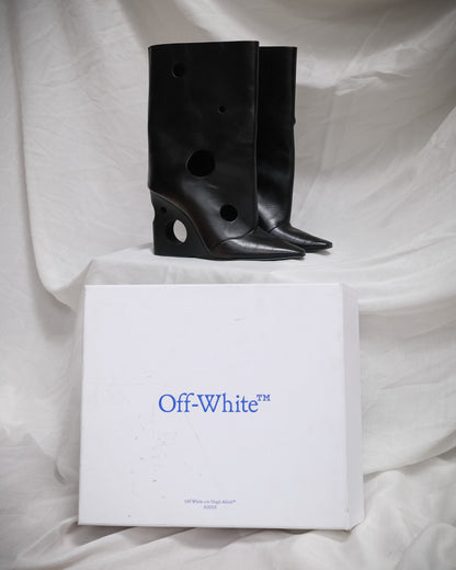 OFF-WHITE c/o VIRGIL ABLOH Black Leather Meteor Shower Boots – EU 39