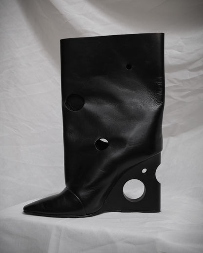 OFF-WHITE c/o VIRGIL ABLOH Black Leather Meteor Shower Boots – EU 39