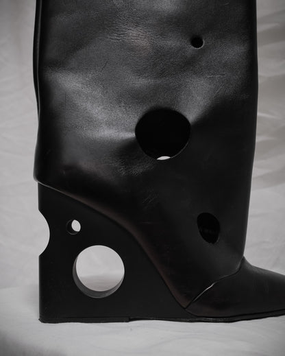 OFF-WHITE c/o VIRGIL ABLOH Black Leather Meteor Shower Boots – EU 39