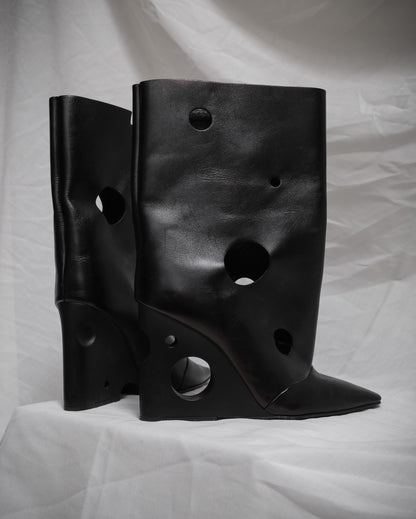 OFF-WHITE c/o VIRGIL ABLOH Black Leather Meteor Shower Boots – EU 39