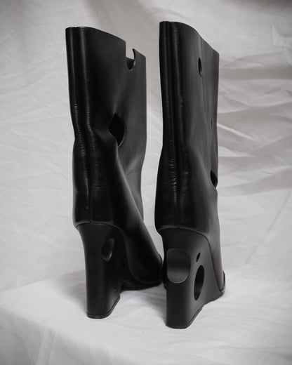 OFF-WHITE c/o VIRGIL ABLOH Black Leather Meteor Shower Boots – EU 39