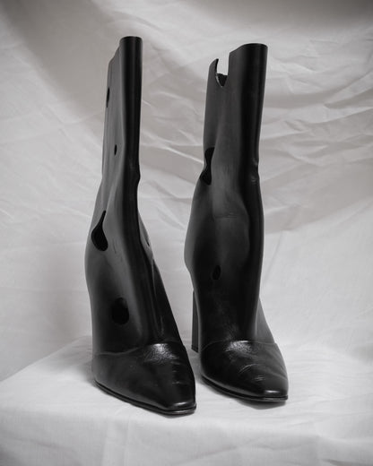 OFF-WHITE c/o VIRGIL ABLOH Black Leather Meteor Shower Boots – EU 39