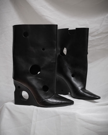 OFF-WHITE c/o VIRGIL ABLOH Black Leather Meteor Shower Boots – EU 39