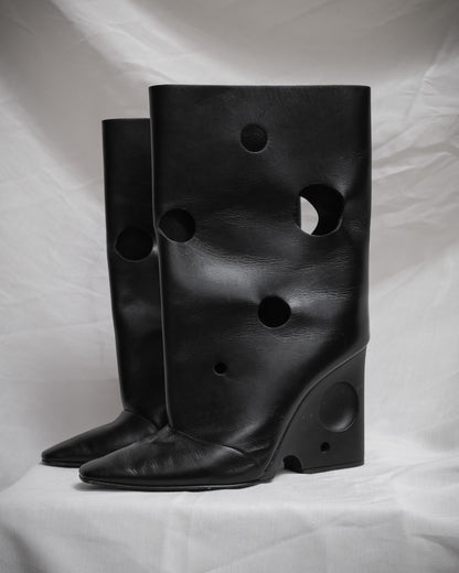 OFF-WHITE c/o VIRGIL ABLOH Black Leather Meteor Shower Boots – EU 39